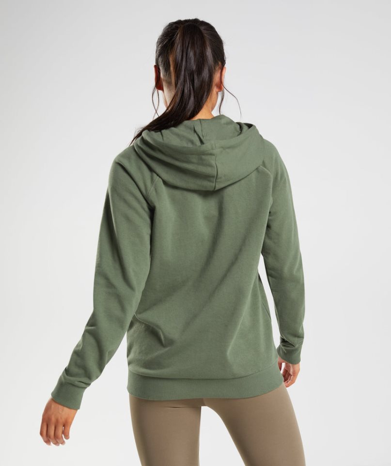 Gymshark Sport Zip Hoodie Damen Olivgrün | 15890RMQA