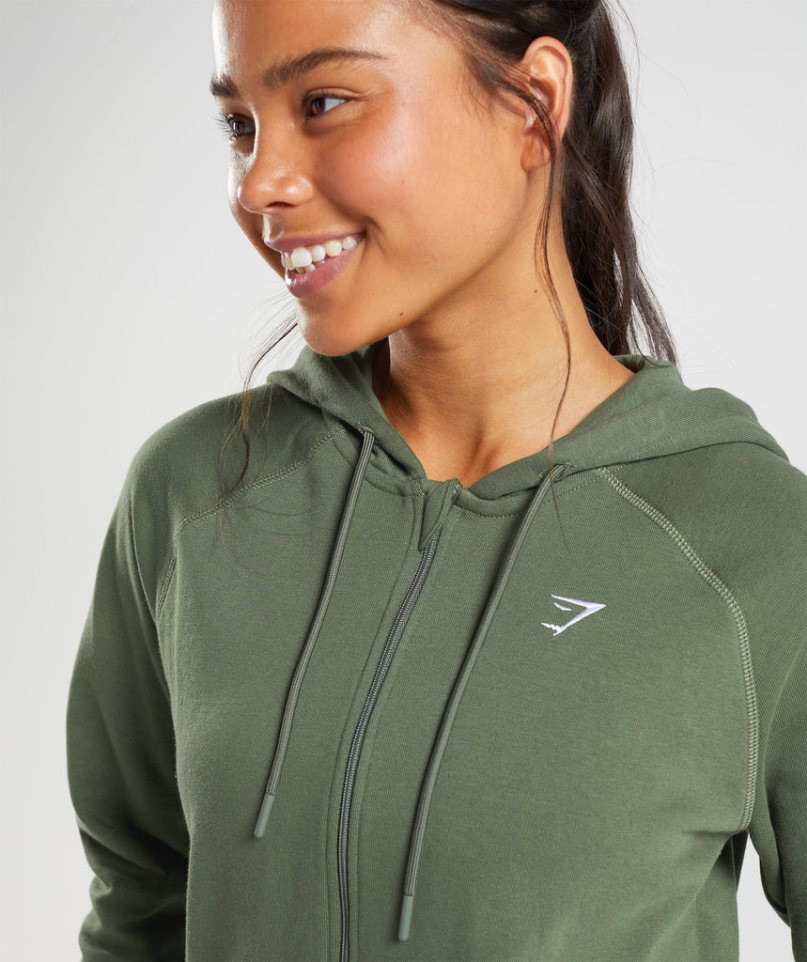 Gymshark Sport Zip Hoodie Damen Olivgrün | 15890RMQA