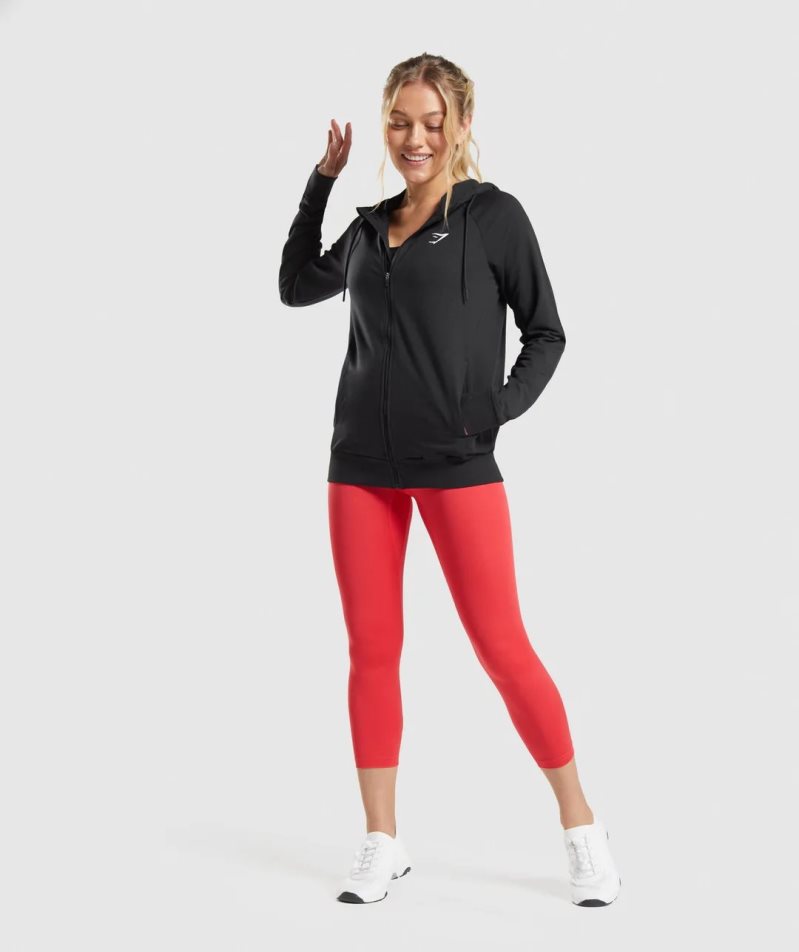 Gymshark Sport Zip Sweatshirts Damen Schwarz | 56348PZXB