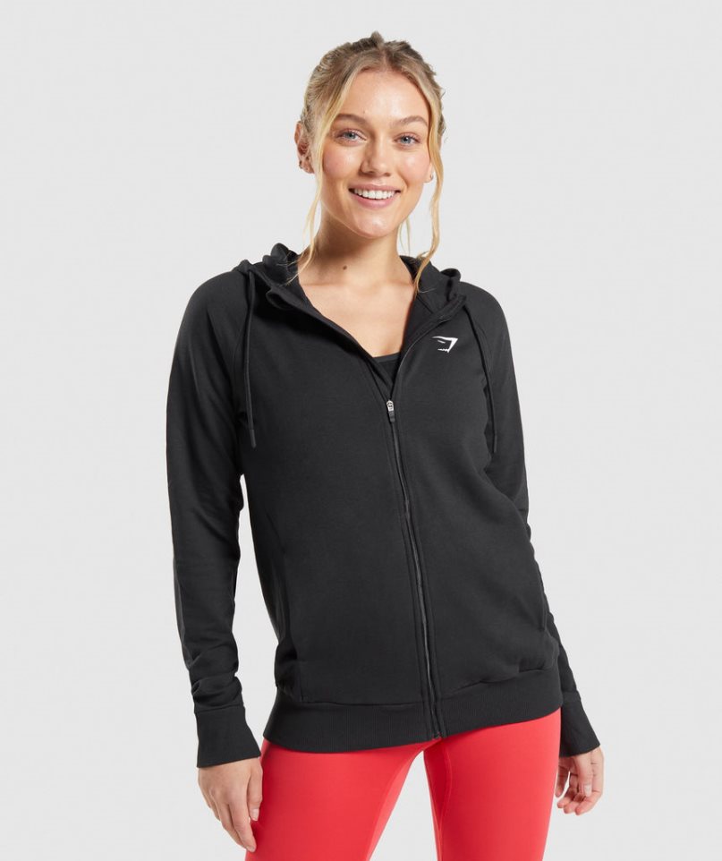 Gymshark Sport Zip Sweatshirts Damen Schwarz | 56348PZXB