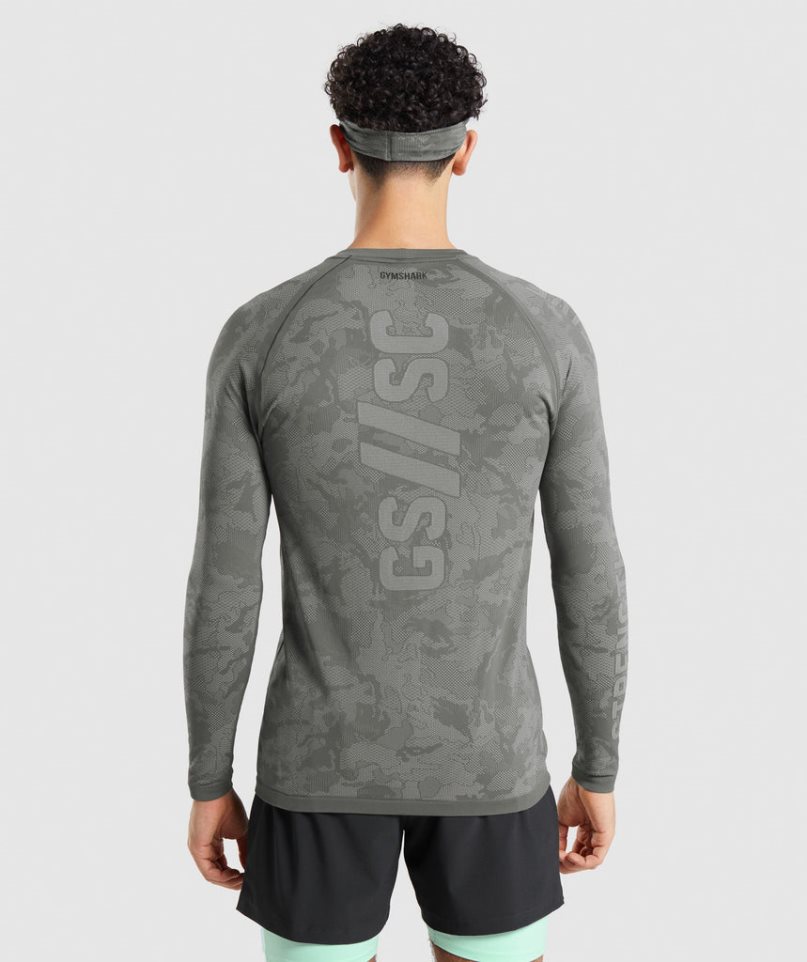 Gymshark Steve Cook Long Sleeve Seamless T-shirts Herren Grau | 80375TIFG