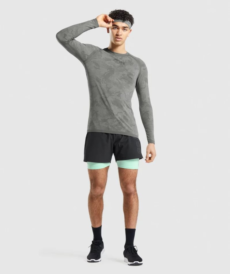 Gymshark Steve Cook Long Sleeve Seamless T-shirts Herren Grau | 80375TIFG