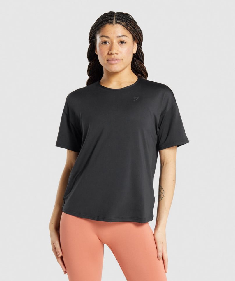 Gymshark Studio T-shirts Damen Schwarz | 35140SBWT