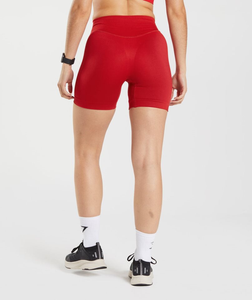 Gymshark Sweat Seamless Sculpt Kurze Hose Damen Rot | 67431MSUV