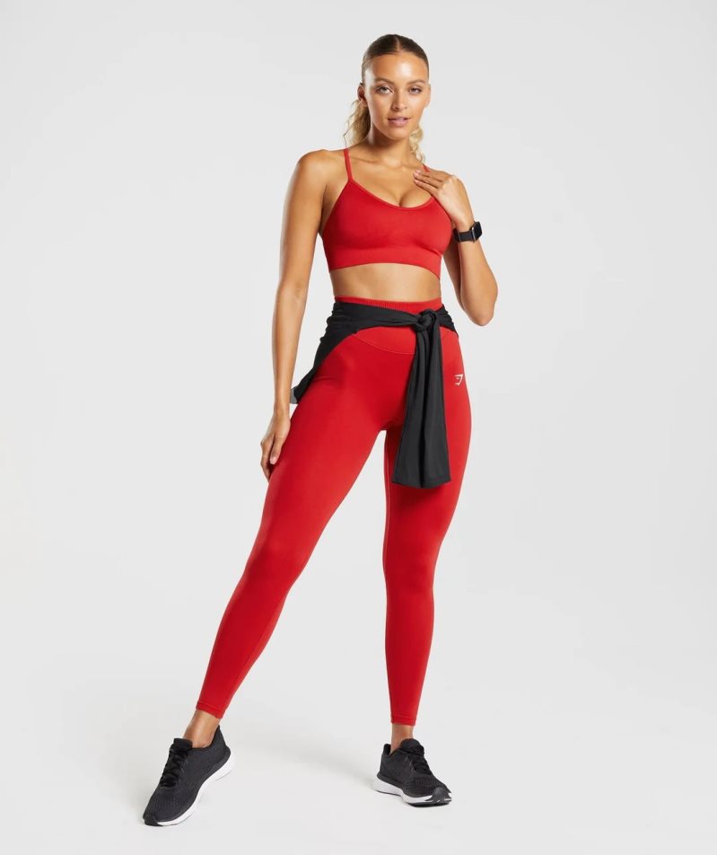 Gymshark Sweat Seamless Sport Bh Damen Rot | 47563VNHJ