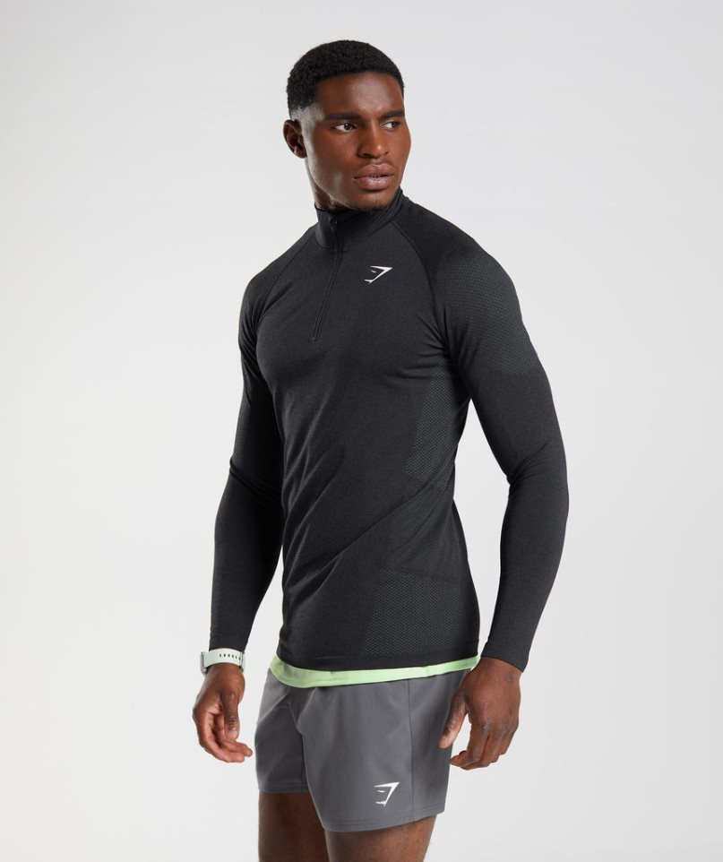 Gymshark Vital Light 1/4 Zip Sweatshirts Herren Schwarz | 17230IUKM