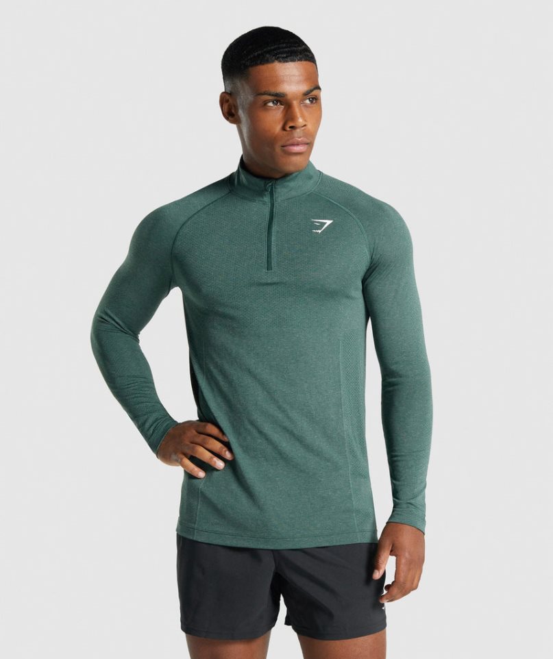 Gymshark Vital Light 1/4 Zip Sweatshirts Herren Dunkelgrün | 46281LHWR