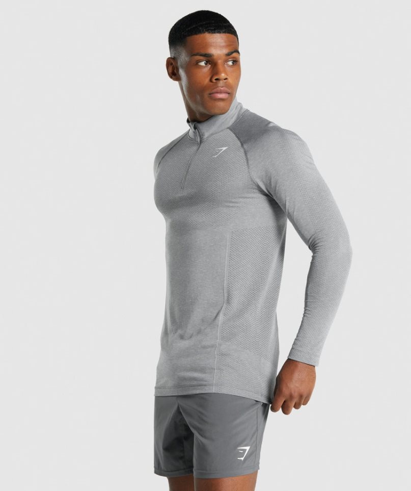 Gymshark Vital Light 1/4 Zip Sweatshirts Herren Hellgrau | 87412TSOV