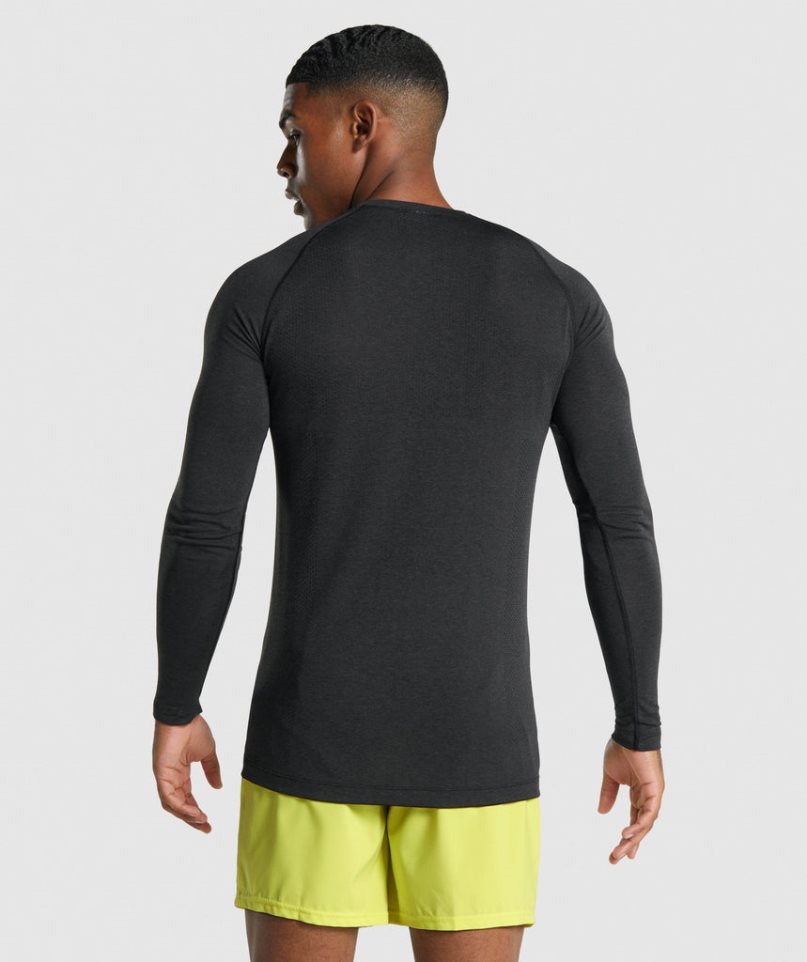 Gymshark Vital Light Seamless Long Sleeve T-shirts Herren Schwarz | 85214HLZV