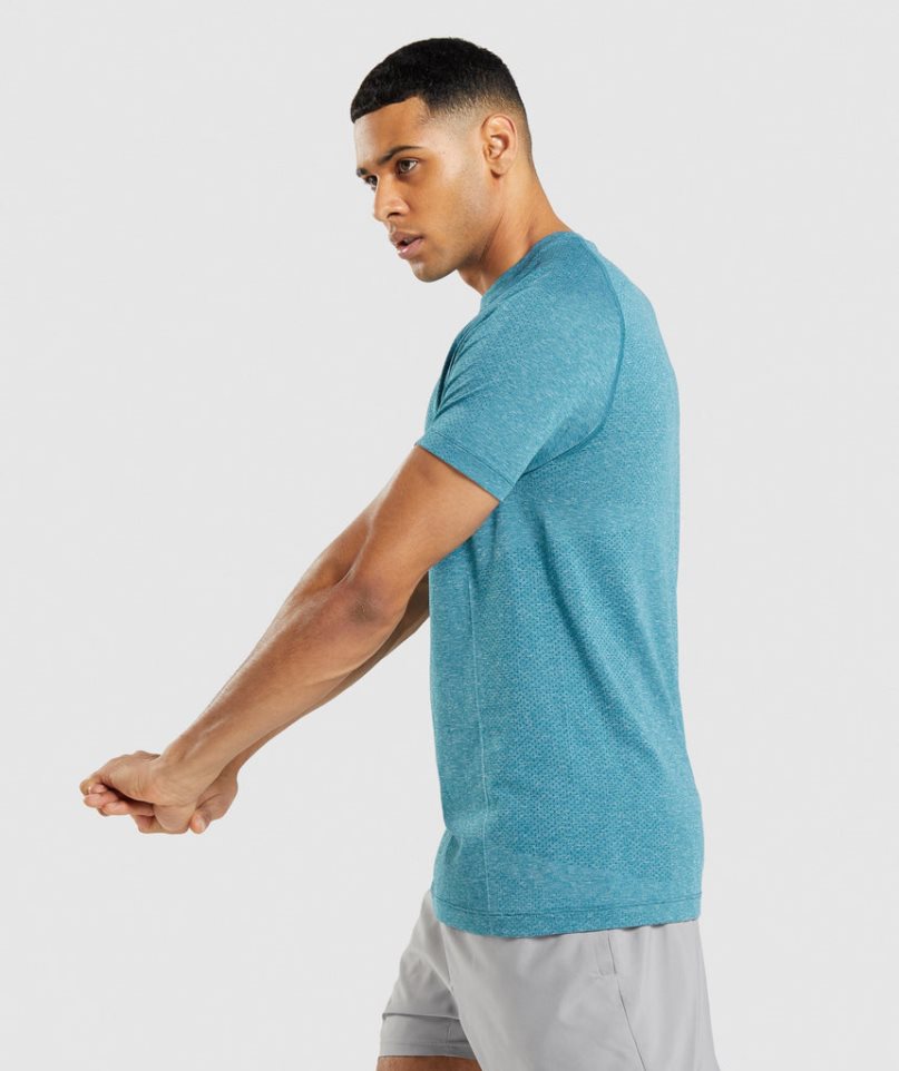 Gymshark Vital Light Seamless T-shirts Herren Türkis | 80321TVRX