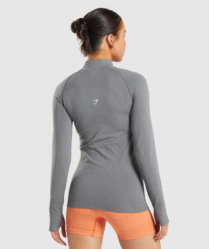 Gymshark Vital Seamless 2.0 1/2 Zip Sweatshirts Damen Grau | 53061SZXY