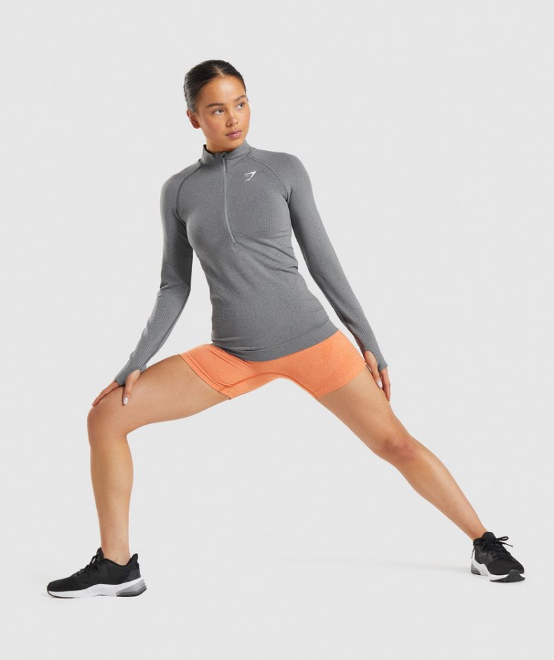 Gymshark Vital Seamless 2.0 1/2 Zip Sweatshirts Damen Grau | 53061SZXY