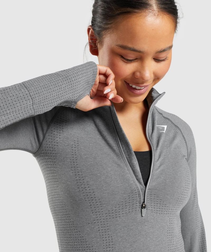 Gymshark Vital Seamless 2.0 1/2 Zip Sweatshirts Damen Grau | 53061SZXY