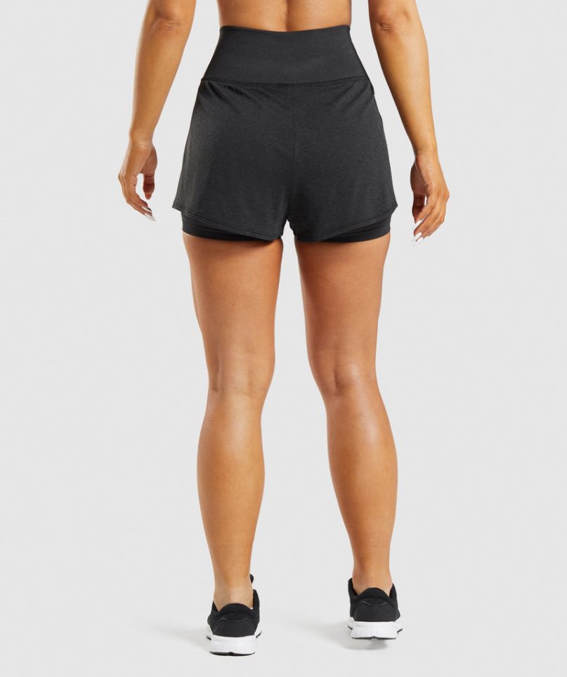 Gymshark Vital Seamless 2.0 2-in-1 Kurze Hose Damen Schwarz | 34908LHAJ