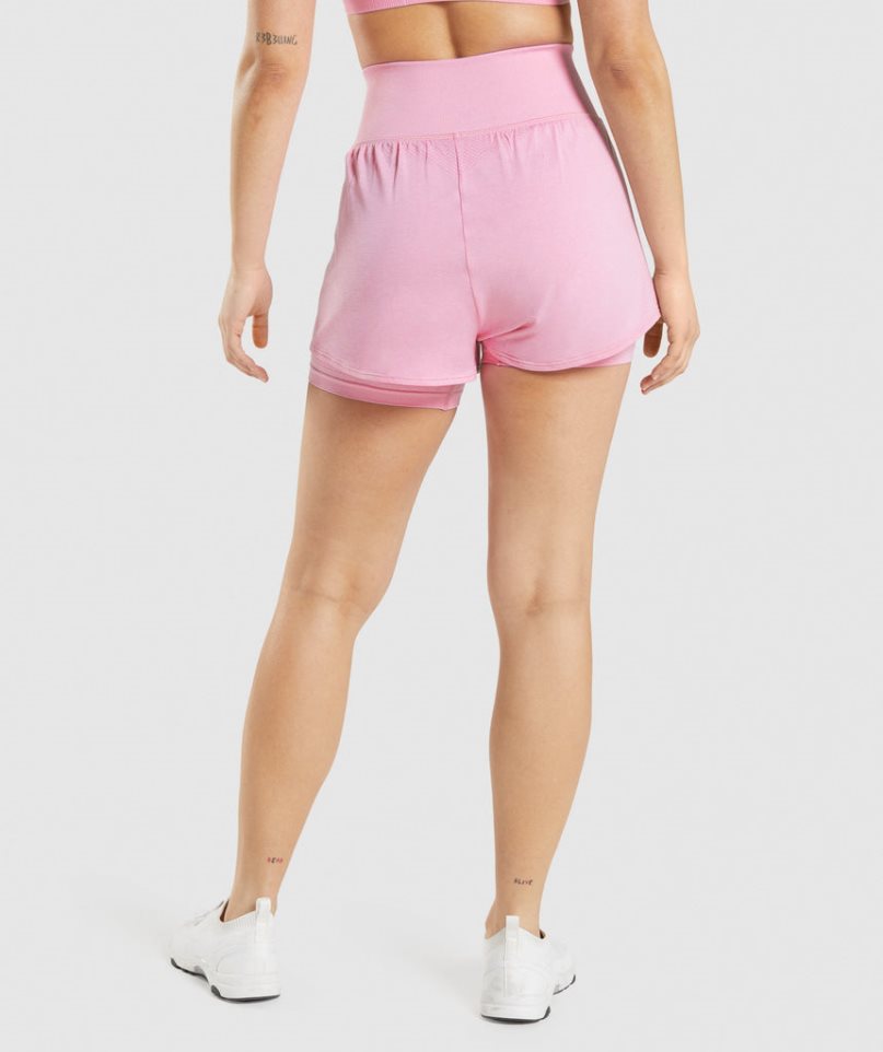 Gymshark Vital Seamless 2.0 2-in-1 Kurze Hose Damen Rosa | 37462YXQN