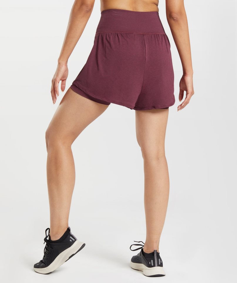 Gymshark Vital Seamless 2.0 2-in-1 Kurze Hose Damen Bordeaux | 57619RCUM