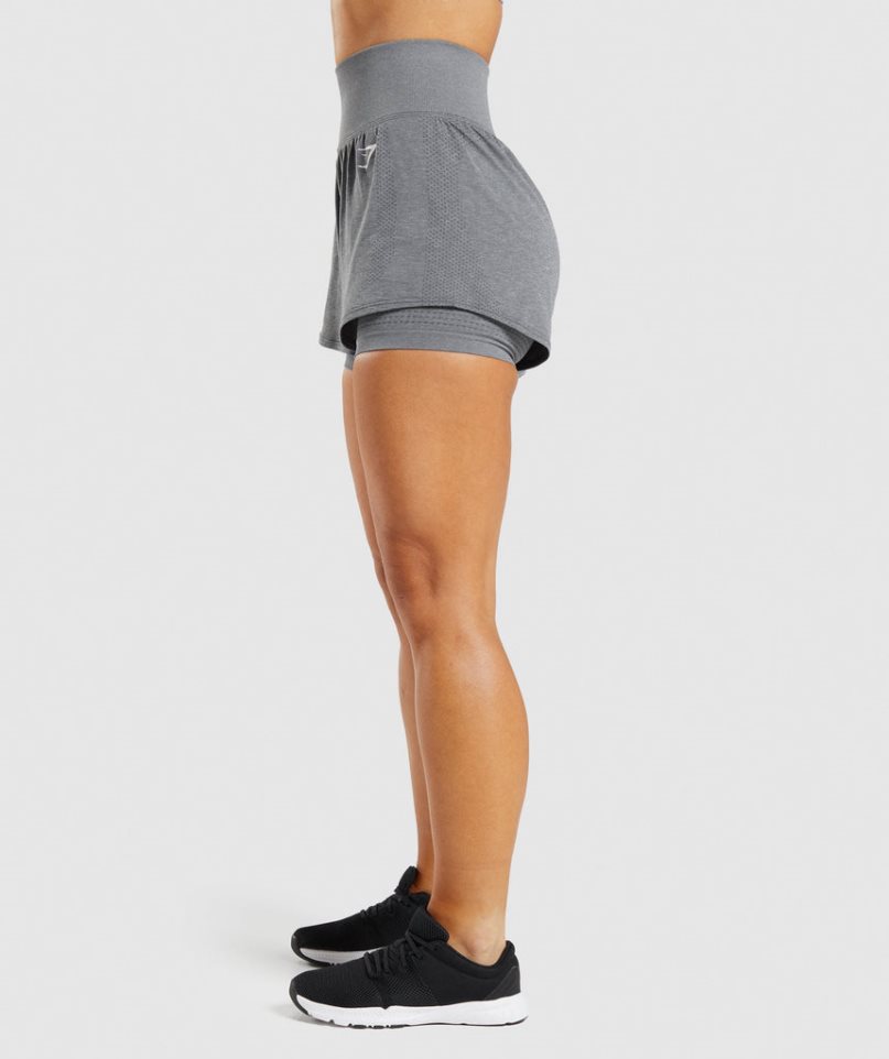 Gymshark Vital Seamless 2.0 2-in-1 Kurze Hose Damen Grau | 68493LWMI