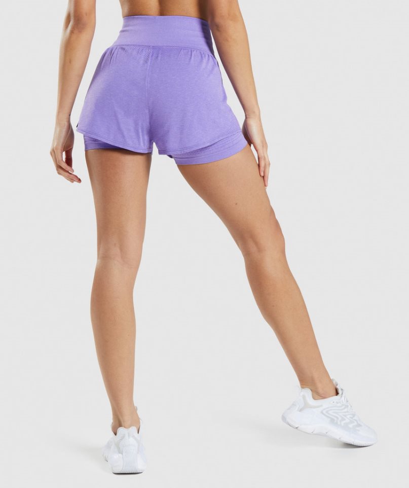 Gymshark Vital Seamless 2.0 2-in-1 Kurze Hose Damen Helllila | 93524LVEG