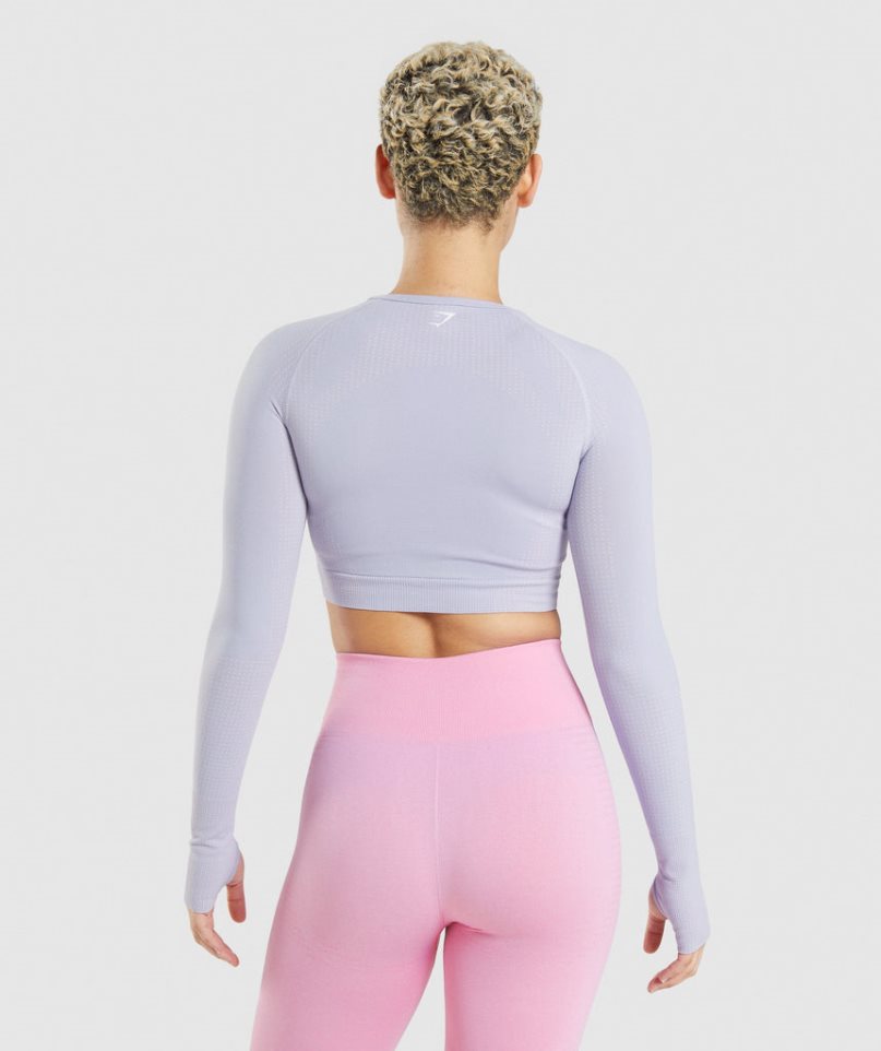 Gymshark Vital Seamless 2.0 Kurz Geschnittene Oberteile Damen Hellblau | 35098ULDW