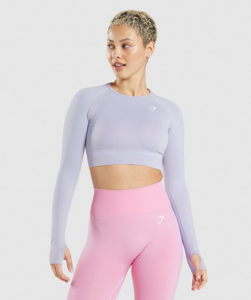 Gymshark Vital Seamless 2.0 Kurz Geschnittene Oberteile Damen Hellblau | 35098ULDW