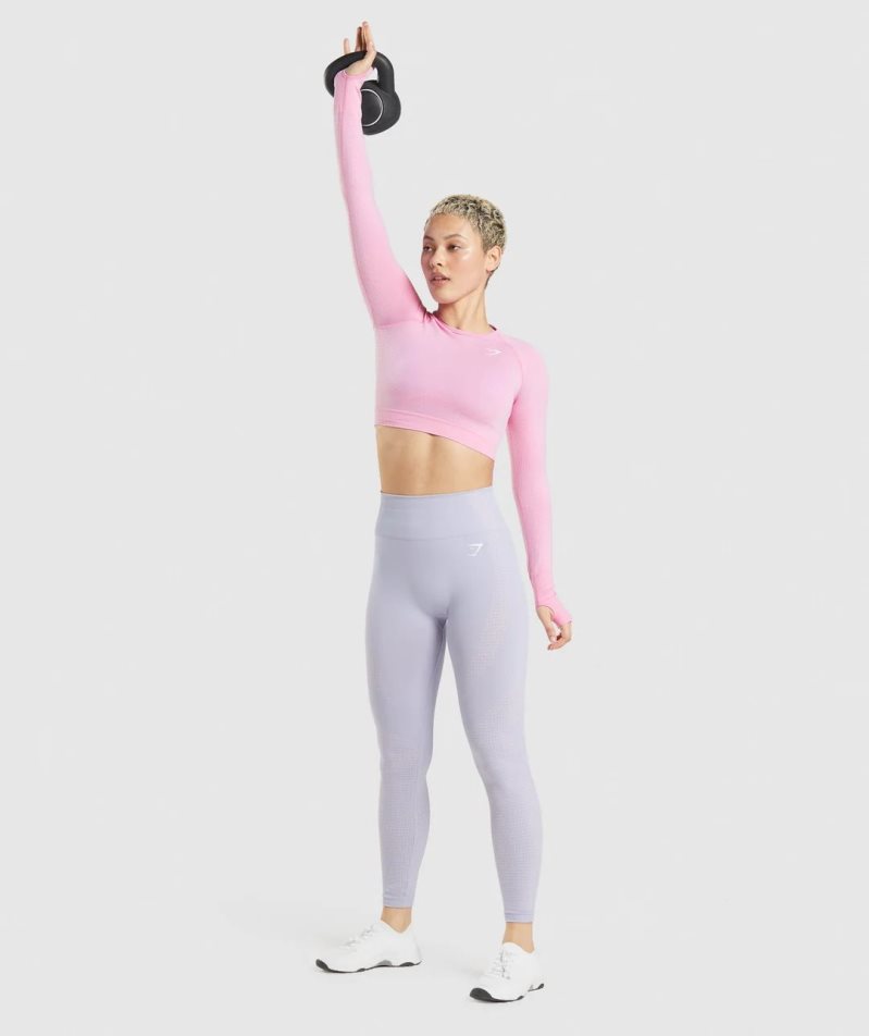 Gymshark Vital Seamless 2.0 Kurz Geschnittene Oberteile Damen Rosa | 38927IJBF