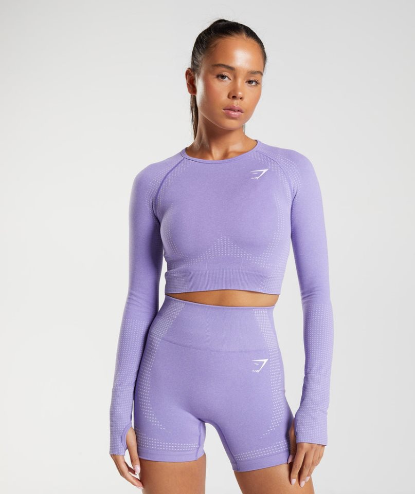 Gymshark Vital Seamless 2.0 Kurz Geschnittene Oberteile Damen Lila | 43052FODU