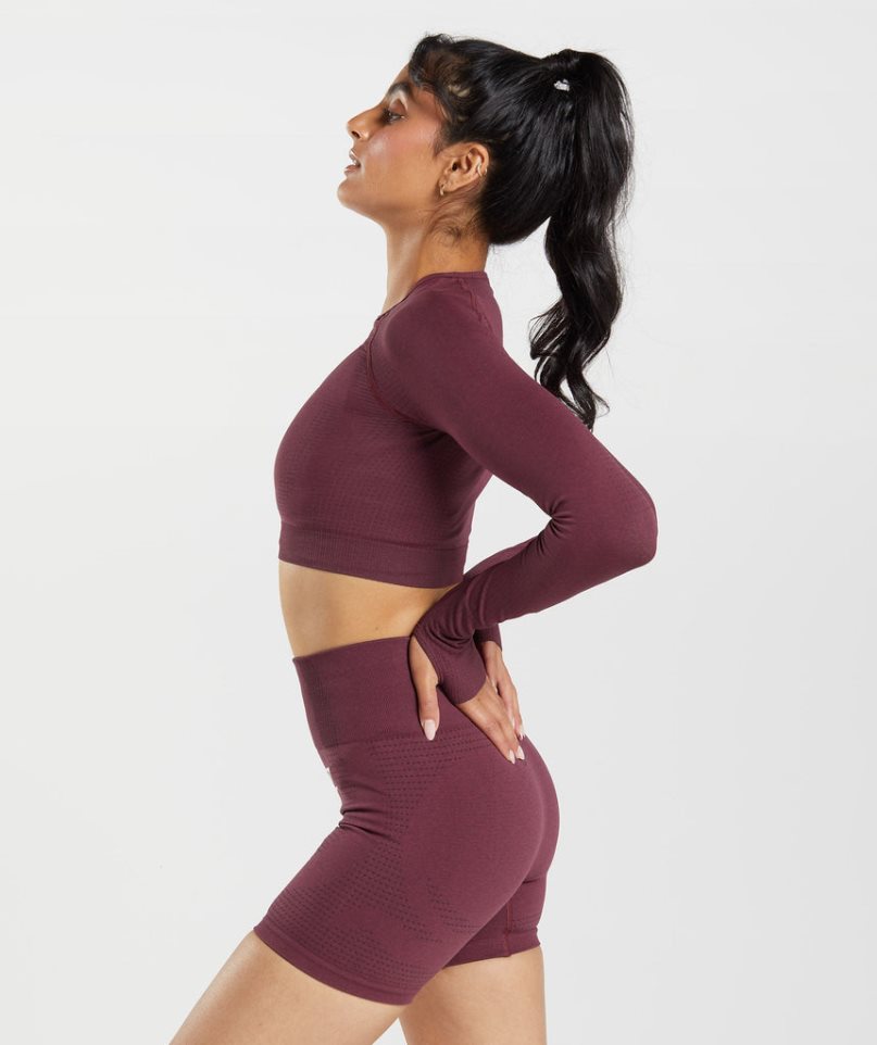 Gymshark Vital Seamless 2.0 Kurz Geschnittene Oberteile Damen Bordeaux | 78265QVPY