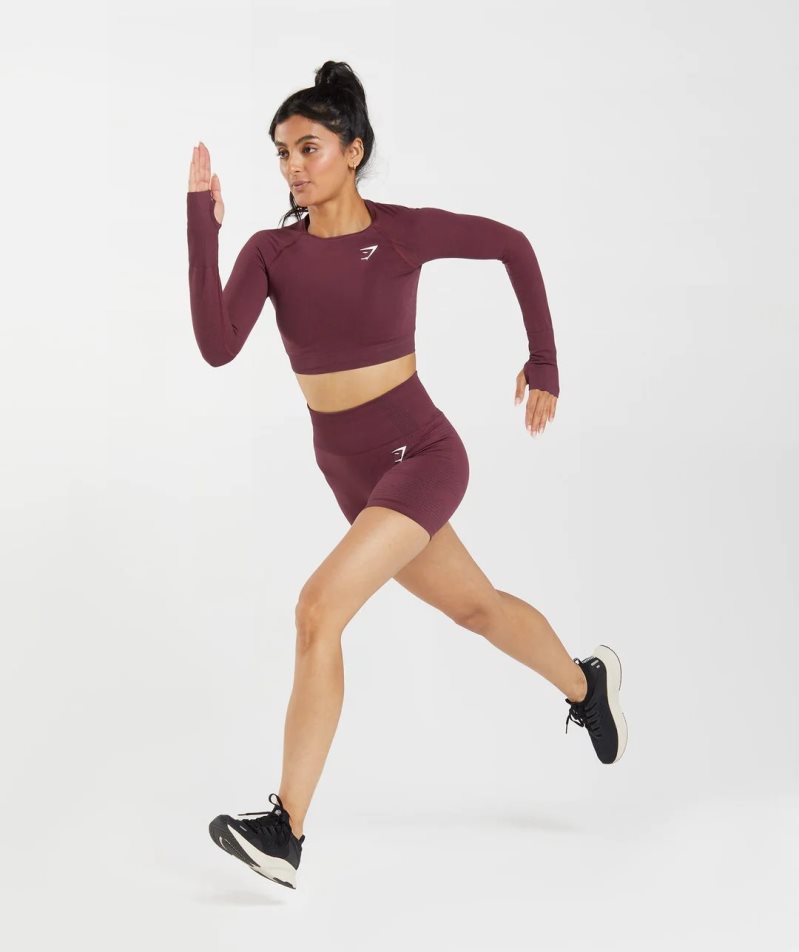 Gymshark Vital Seamless 2.0 Kurz Geschnittene Oberteile Damen Bordeaux | 78265QVPY