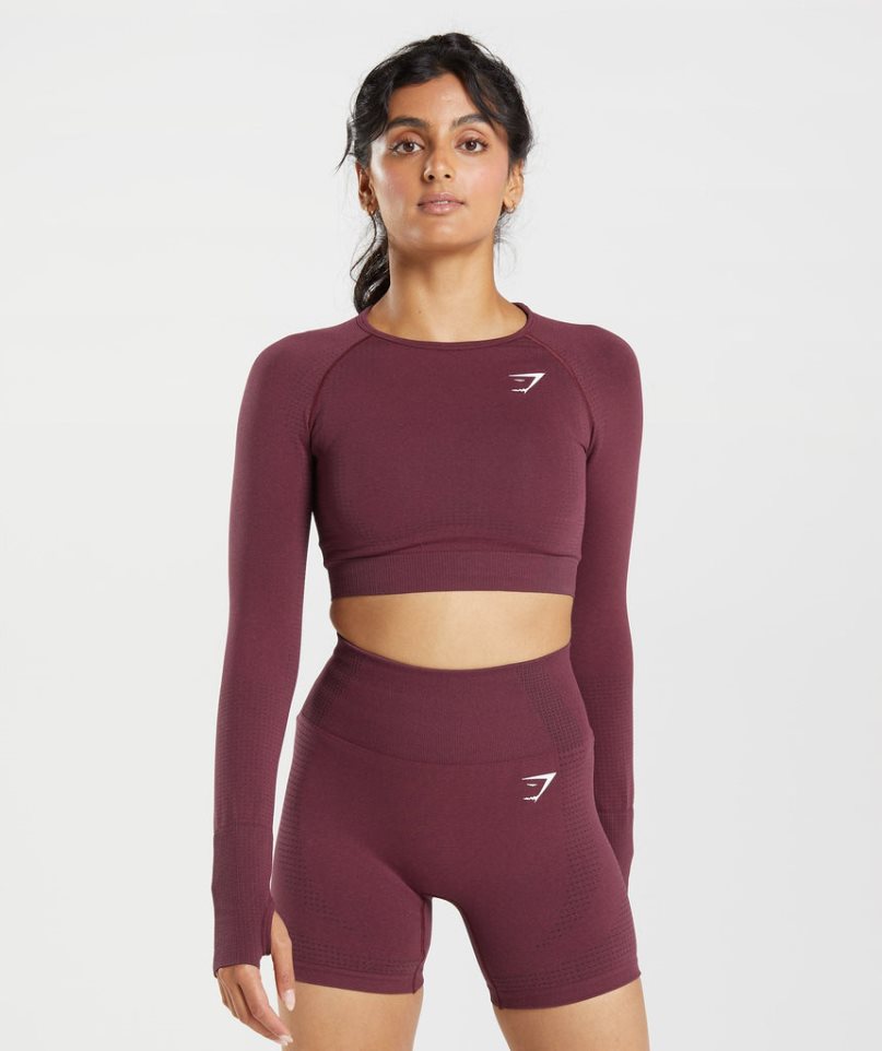 Gymshark Vital Seamless 2.0 Kurz Geschnittene Oberteile Damen Bordeaux | 78265QVPY