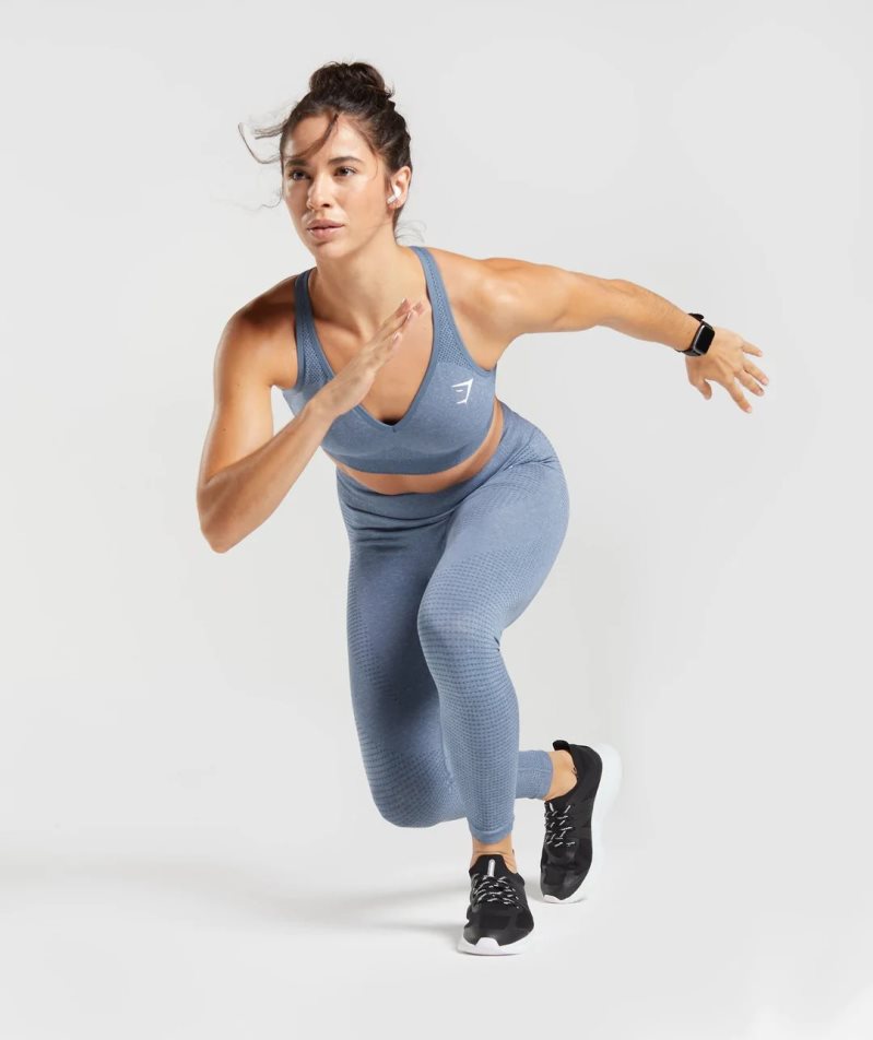 Gymshark Vital Seamless 2.0 Leggings Damen Blau | 84536KYTA