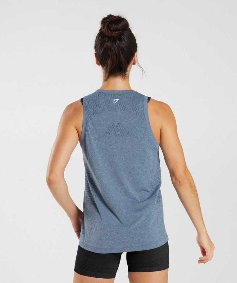 Gymshark Vital Seamless 2.0 Light Muskelshirt Damen Blau | 36570RNFQ