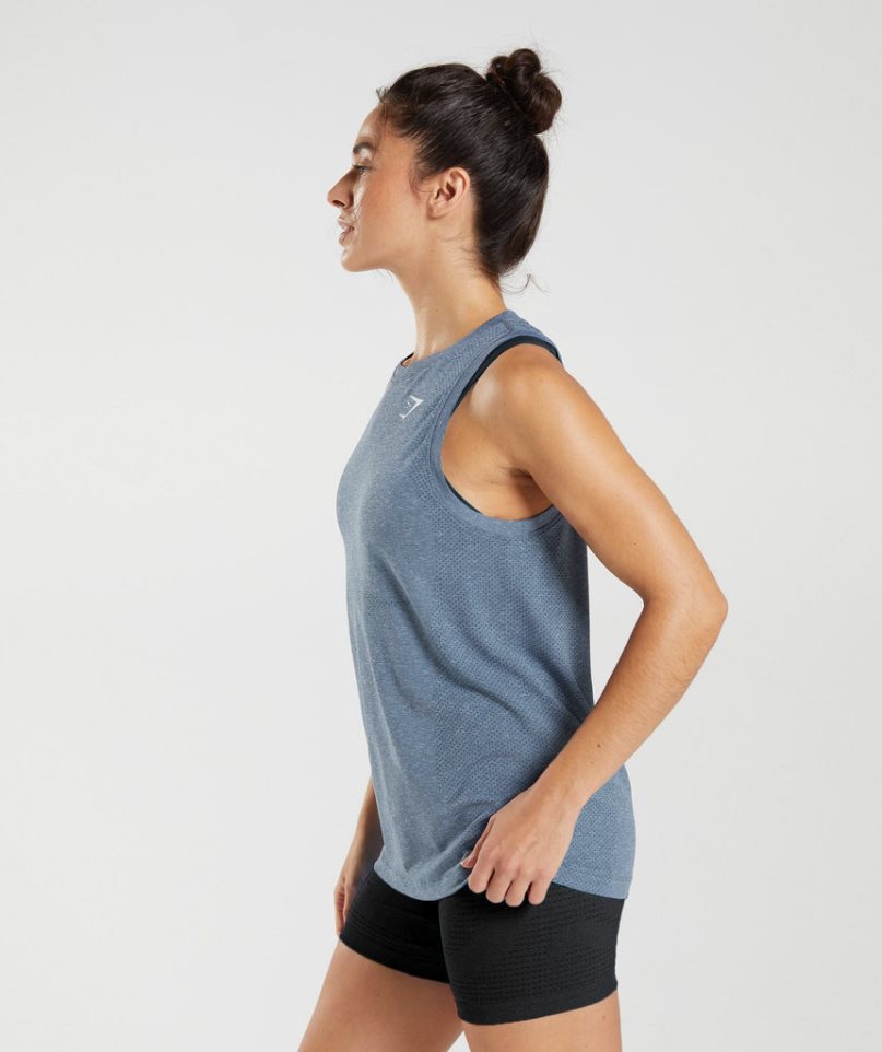 Gymshark Vital Seamless 2.0 Light Muskelshirt Damen Blau | 36570RNFQ