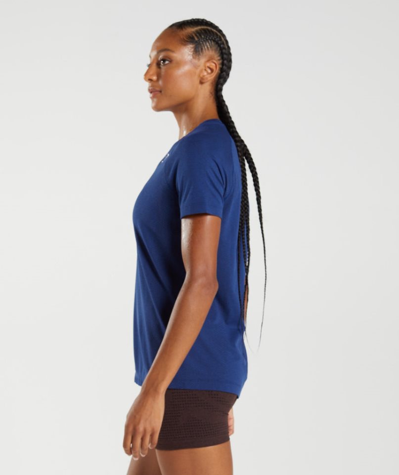 Gymshark Vital Seamless 2.0 Light T-shirts Damen Blau | 01967QZVG