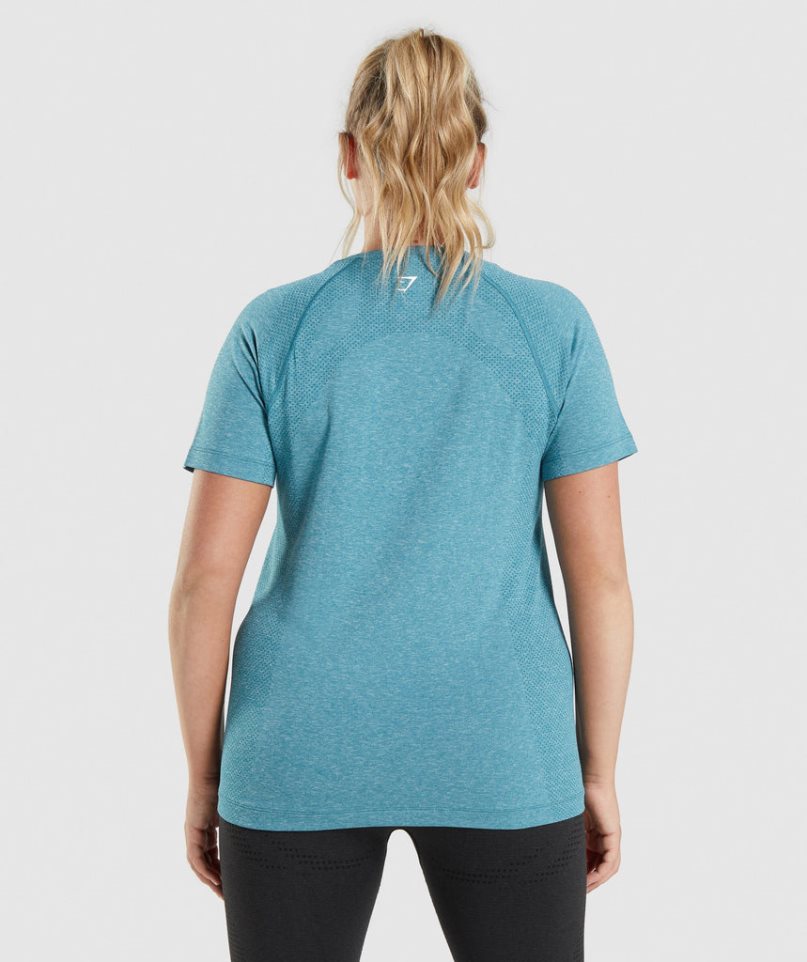 Gymshark Vital Seamless 2.0 Light T-shirts Damen Türkis | 09782TJZR