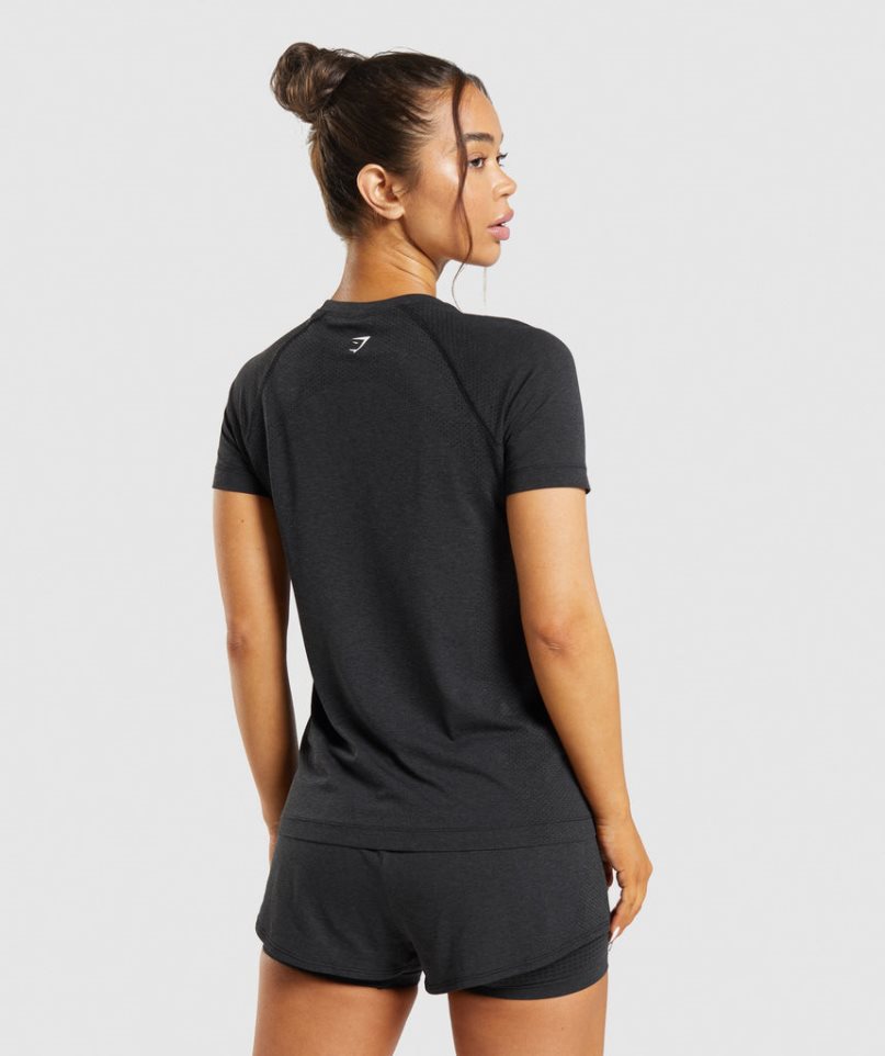 Gymshark Vital Seamless 2.0 Light T-shirts Damen Schwarz | 46321VBDW