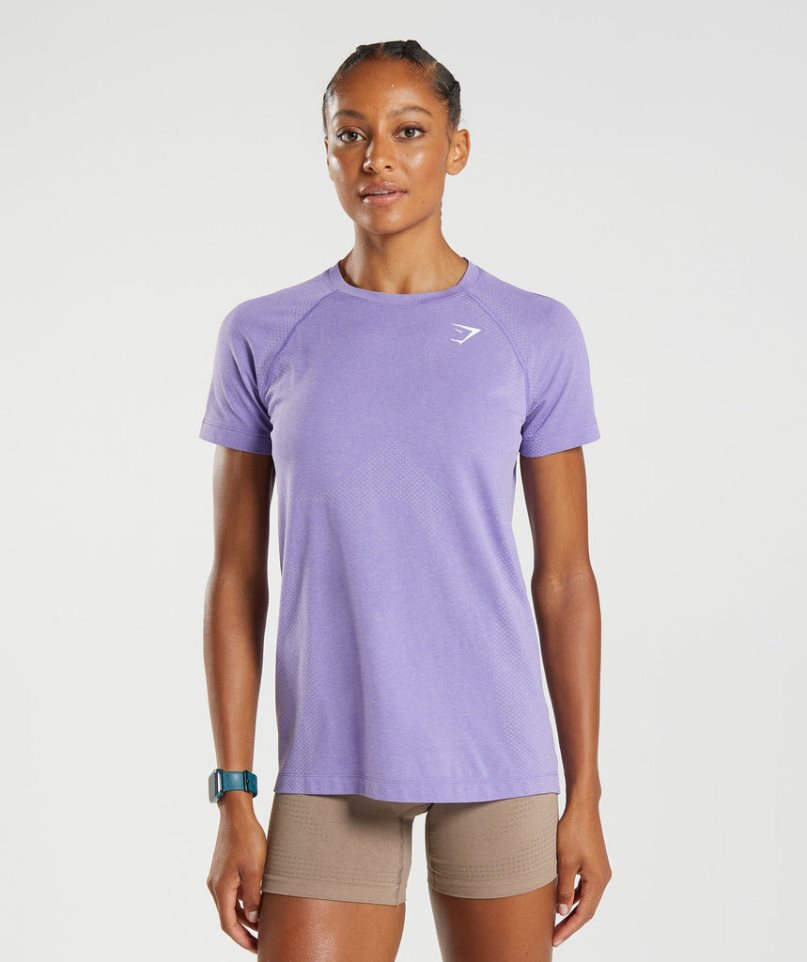 Gymshark Vital Seamless 2.0 Light T-shirts Damen Lila | 49825WPTN