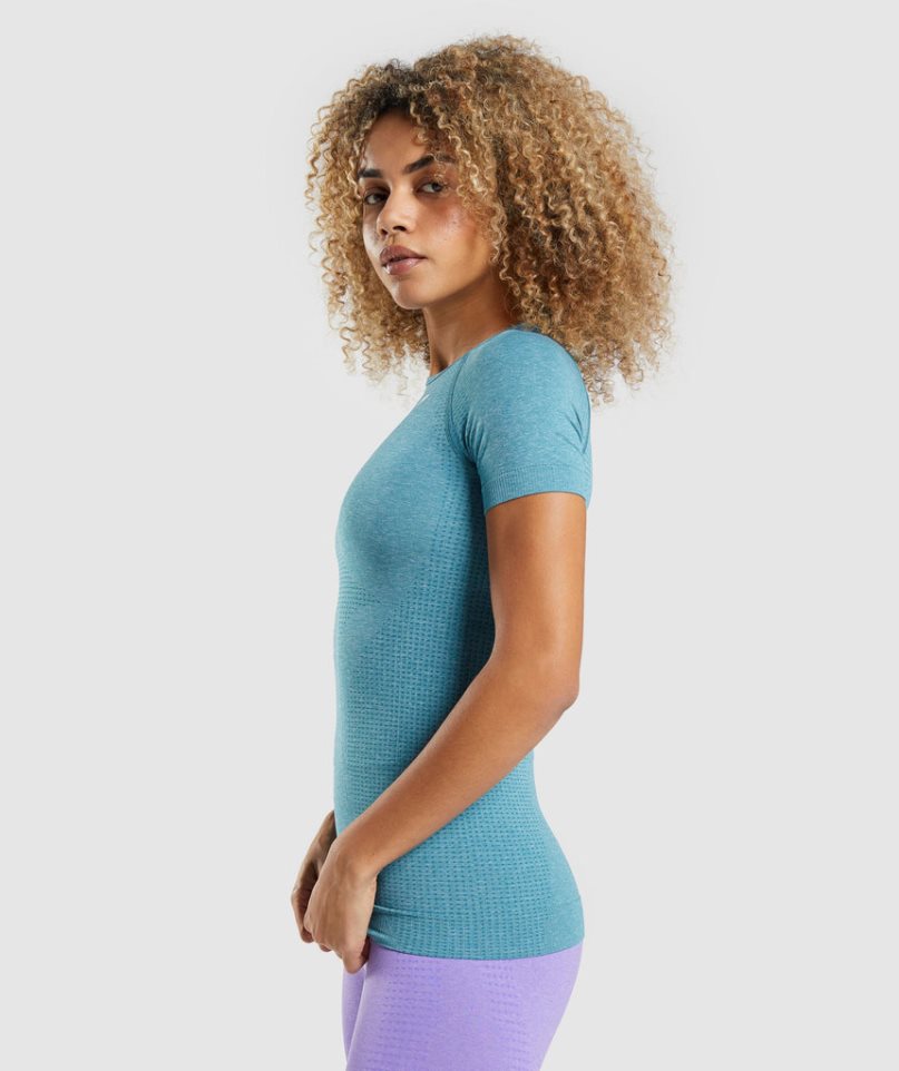 Gymshark Vital Seamless 2.0 T-shirts Damen Türkis | 32761UQCP