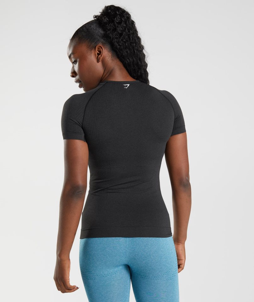 Gymshark Vital Seamless 2.0 T-shirts Damen Schwarz | 87052BCZA