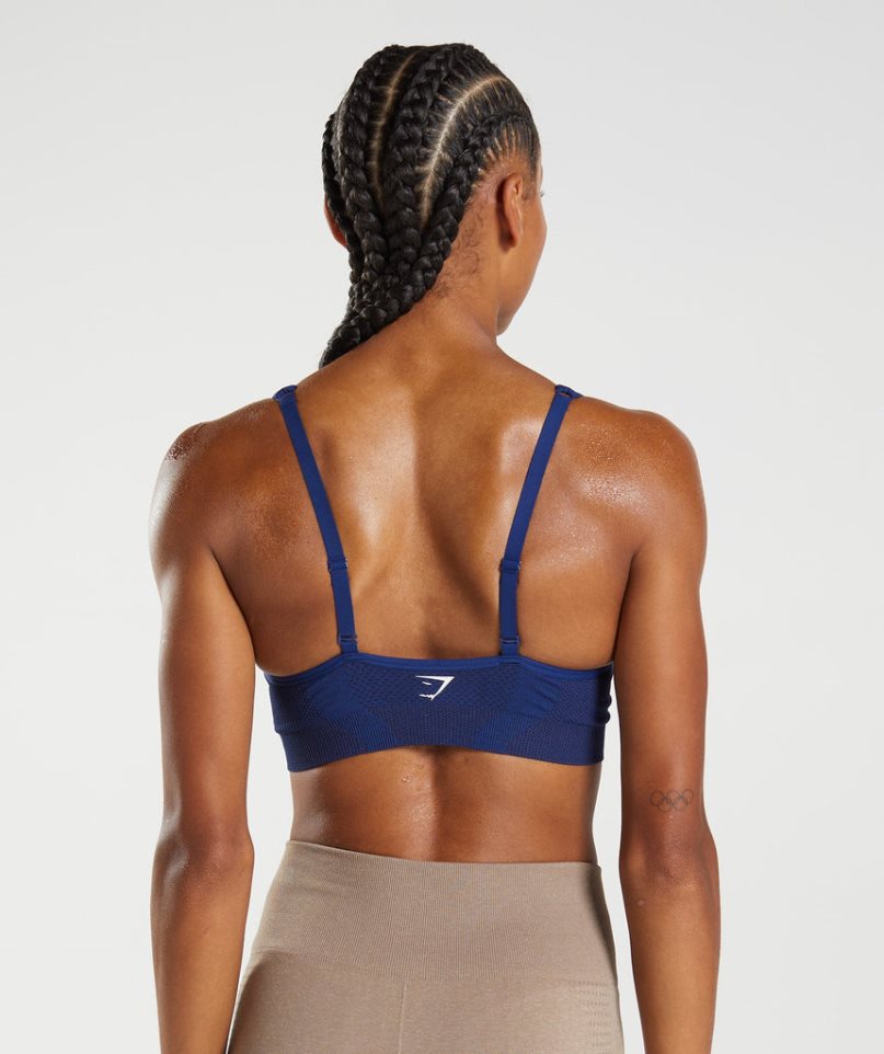 Gymshark Vital Seamless 2.0 V Neck Sport Bh Damen Blau | 35970AFWM