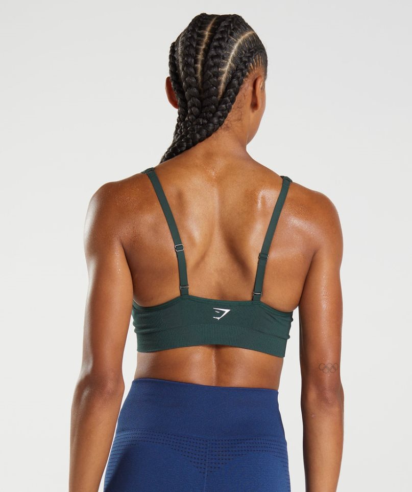 Gymshark Vital Seamless 2.0 V Neck Sport Bh Damen Dunkelgrün | 83491OPCI