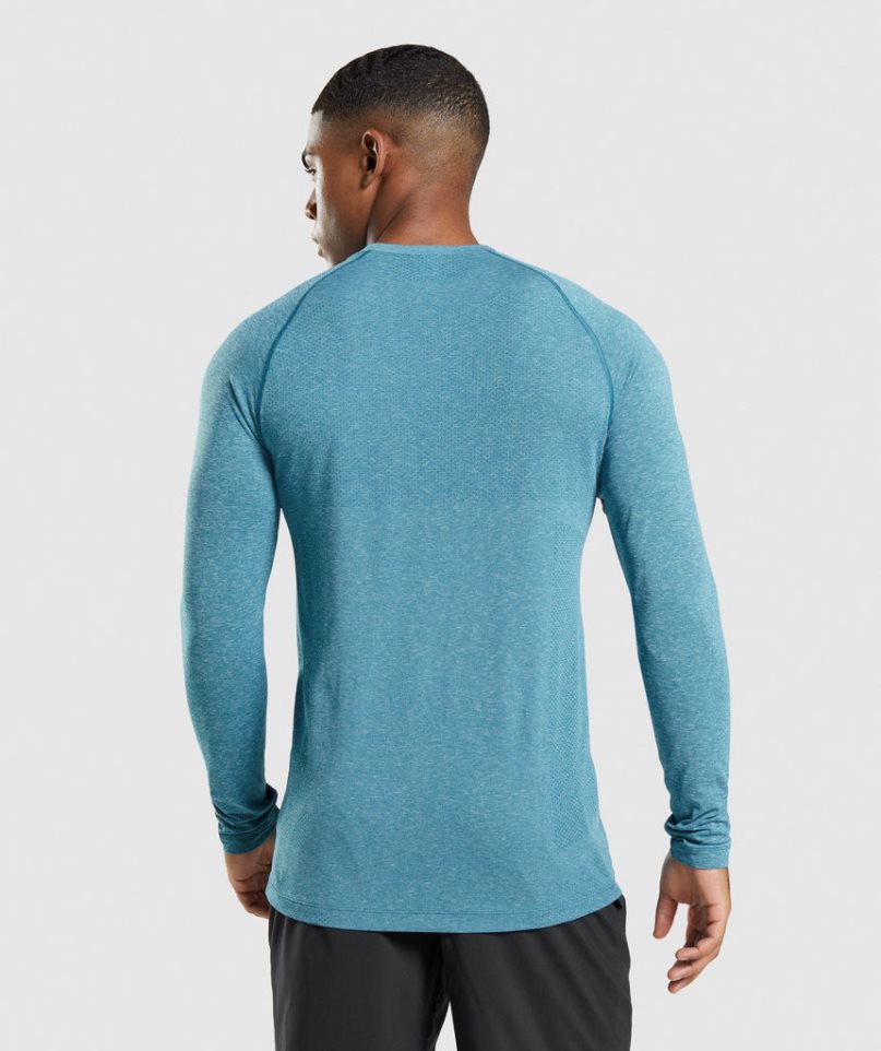 Gymshark Vital Seamless Light Long Sleeve T-shirts Herren Türkis | 60438UNIB