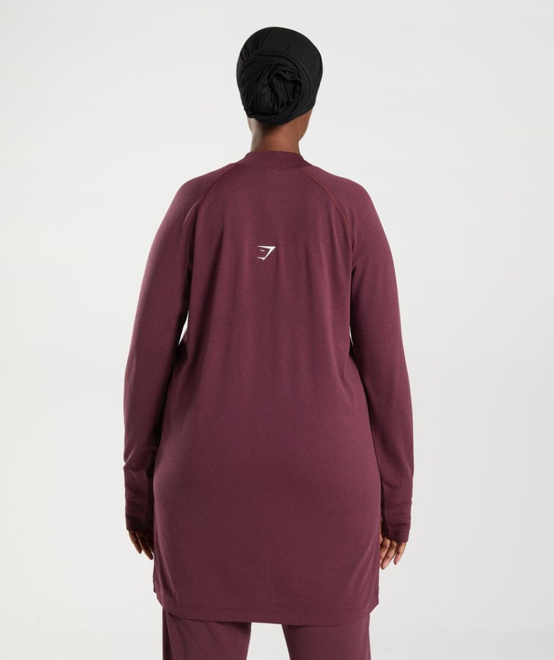 Gymshark Vital Seamless Long Line Top T-shirts Damen Bordeaux | 39257YWMV