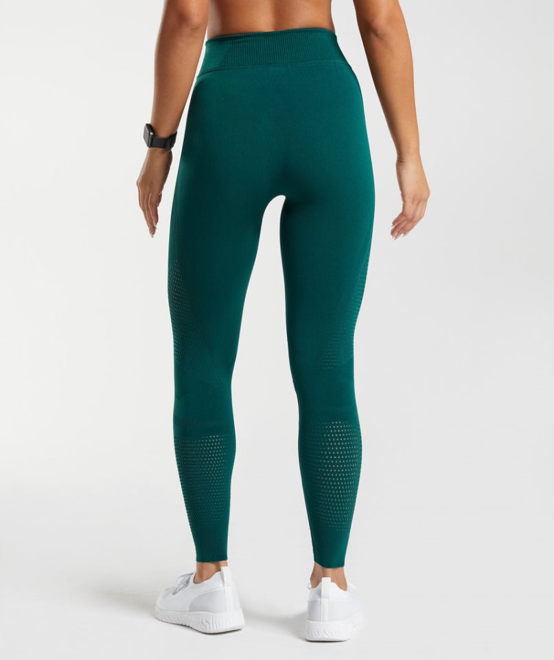 Gymshark Warp Knit Leggings Damen Grün | 75031QYXB