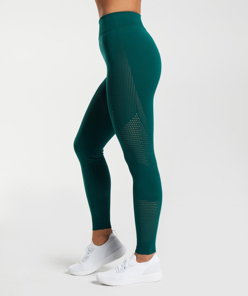 Gymshark Warp Knit Leggings Damen Grün | 75031QYXB