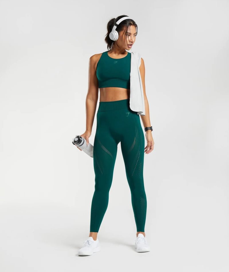 Gymshark Warp Knit Leggings Damen Grün | 75031QYXB