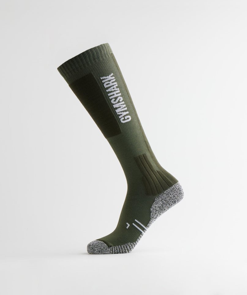 Gymshark Weightlifting Socken Olivgrün | 54267GPYL