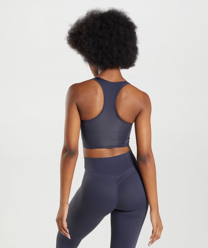 Gymshark Whitney Crop Muskelshirt Damen Navy | 04367JVDE