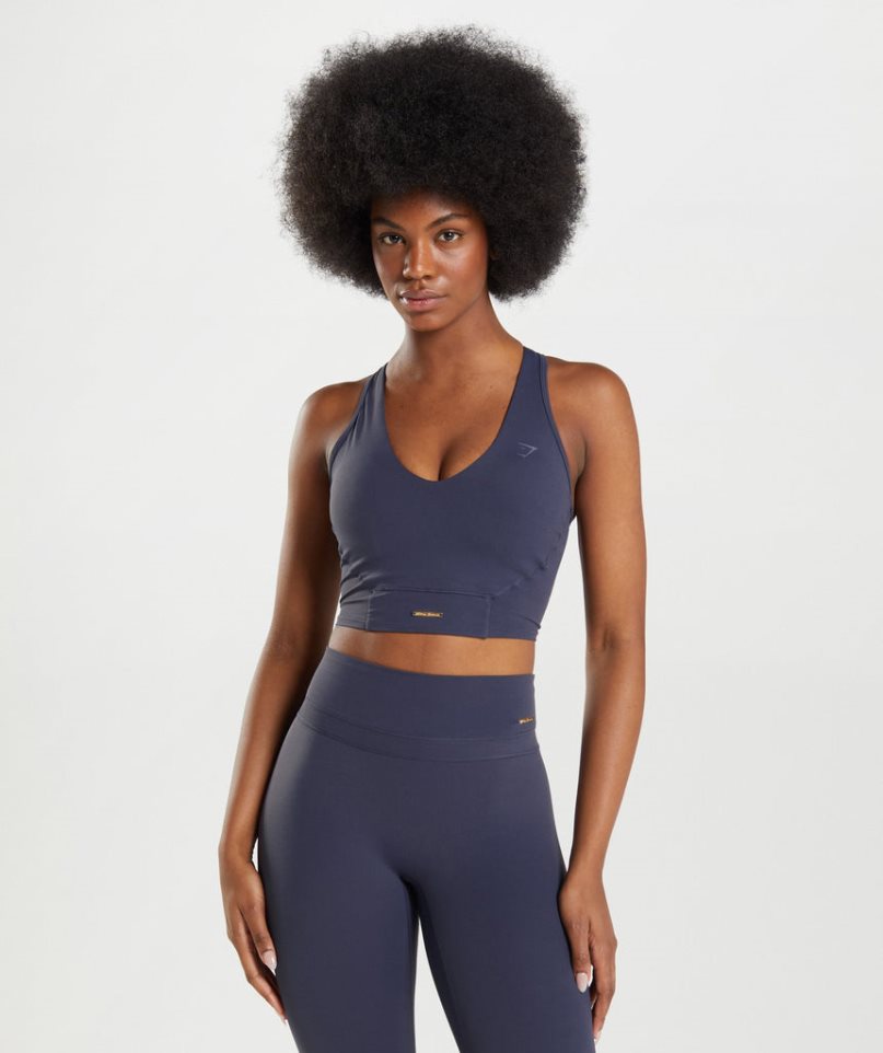 Gymshark Whitney Crop Muskelshirt Damen Navy | 04367JVDE