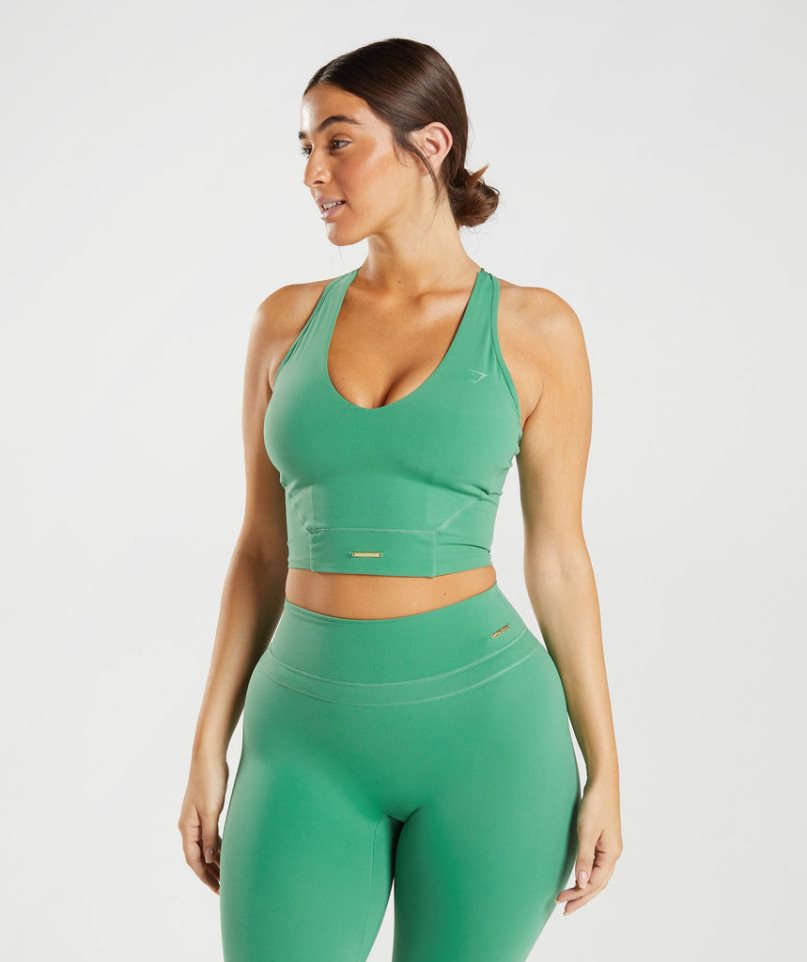 Gymshark Whitney Crop Muskelshirt Damen Grün | 67845MNKQ