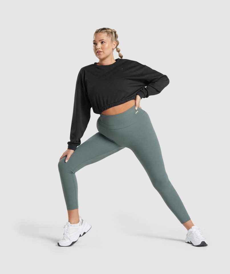 Gymshark Whitney Cropped Sweatshirts Damen Schwarz | 09824EGZT